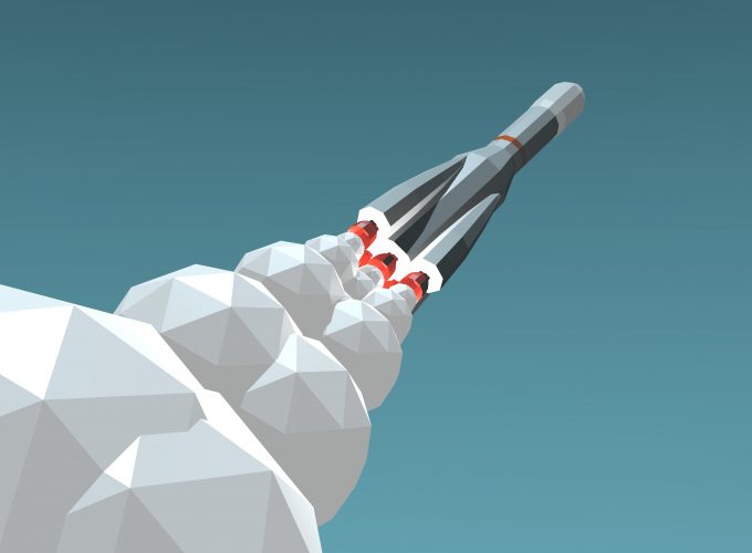 Wallpaper rocket launch, 4k, 5k, iphone wallpaper, low poly, minimalism, blue, Abstract 5829719445